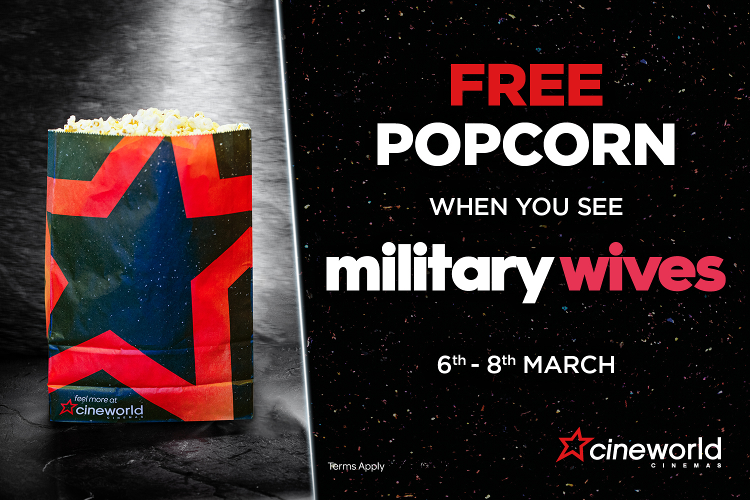 Members can claim a free popcorn at Cineworld